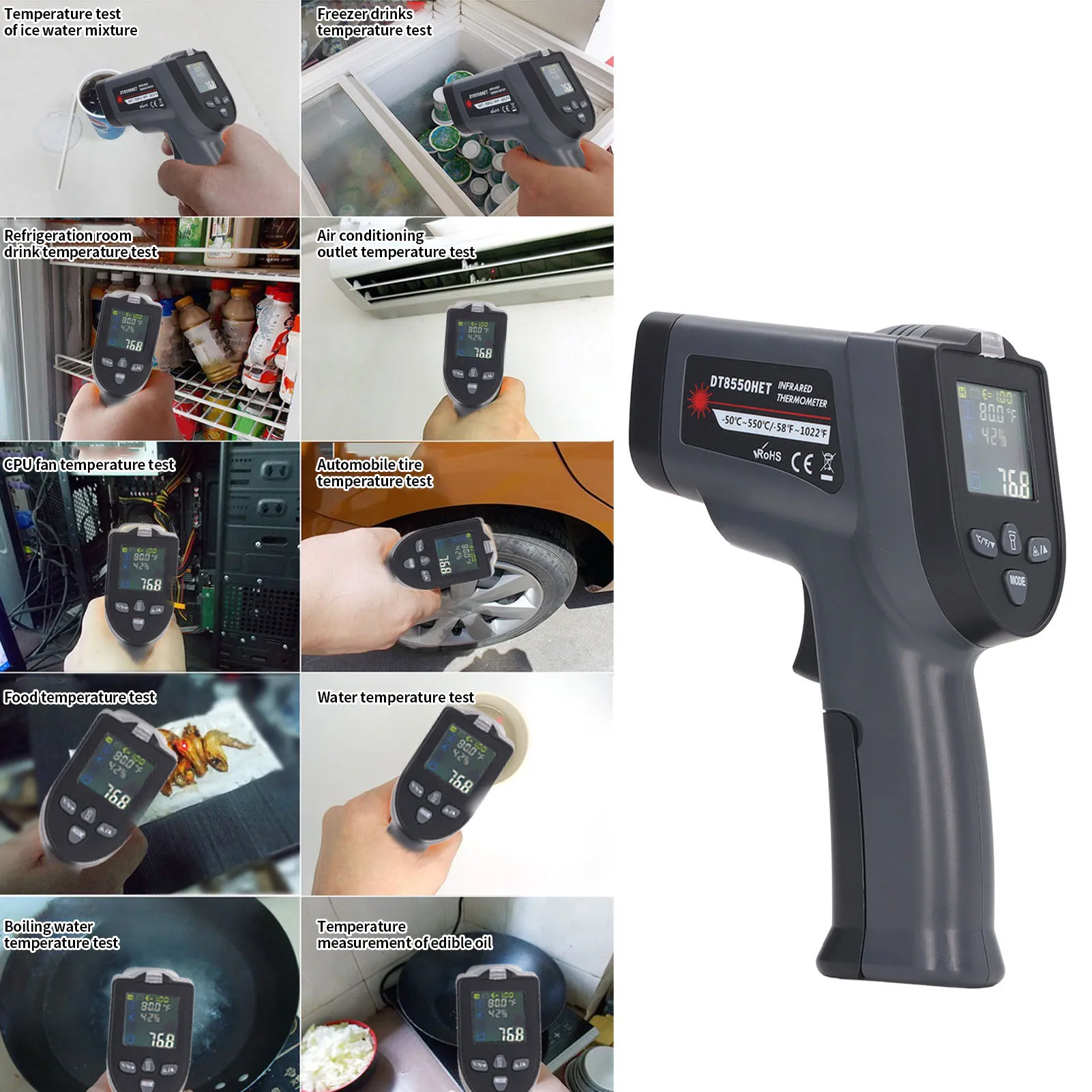 Digital Thermometer Digital Thermometer Backlit LCD Display Power Indicator K Type Thermocouple NCV Function Temperature Meter