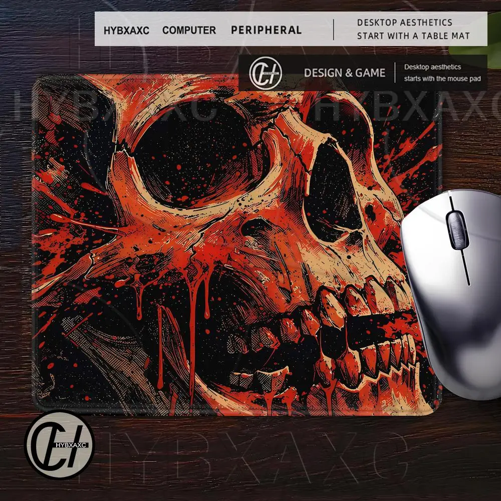 Horror Grunge Aesthetic Mouse Pad Multiple Sizes Large Square Computer Office Game Table Mat Bloody Skull Rubber Anti-slip Mat