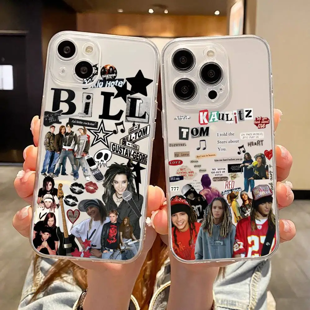 1pc Singer Tom Bill Kaulitz Tokio Hotel Phone Case For IPhone 17 16 15 14 13 12 11 Pro Max Air Soft Cover Transparent Silicone