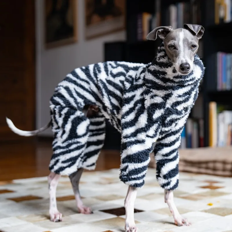 new zebra double-sided velvet puppy clothes warm and soft medium-sized dog clothes suitable for small greyhounds/whippets