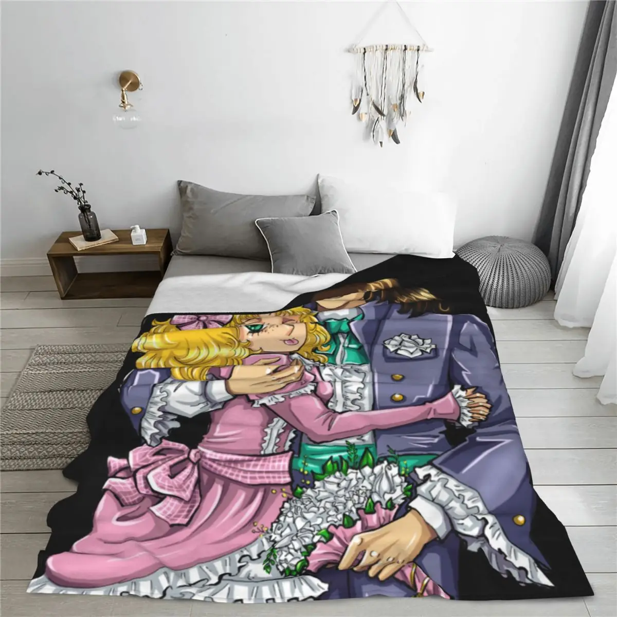 Candy Candy And Terry Grandchaste Blankets Fleece Decoration Anime Multifunction Soft Throw Blankets for Home Office Rug Piece