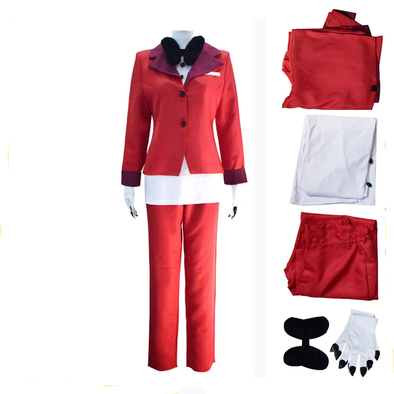 

Charlie Morningstar Cosplay Costume White Red Jacket Costume and Hat Uniform Anime Halloween Party Outfits for Men Full Sets