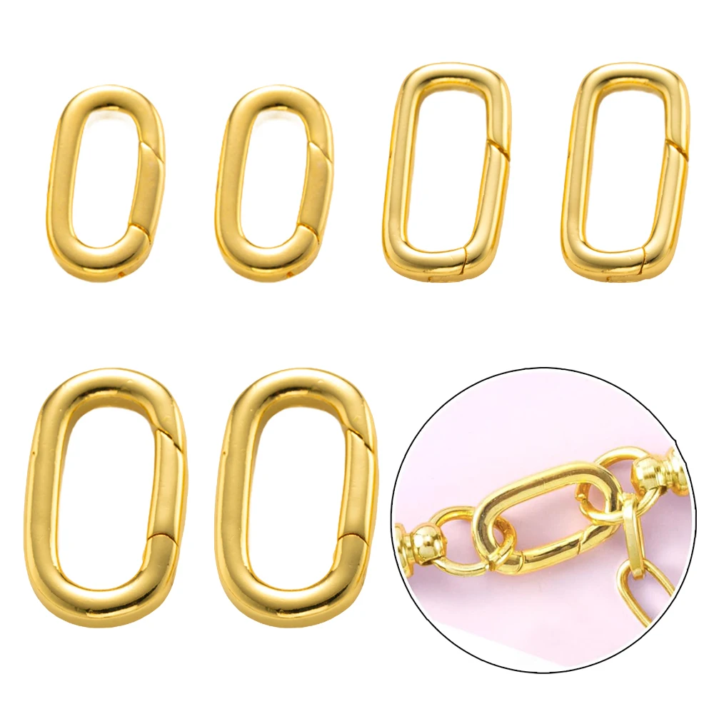 2pcs 18K Gold Filled Oval Carabiner Necklace Clasps Closures Pearl Enhancer Connector for DIY Jewelry Necklace Bracelet Making image 3