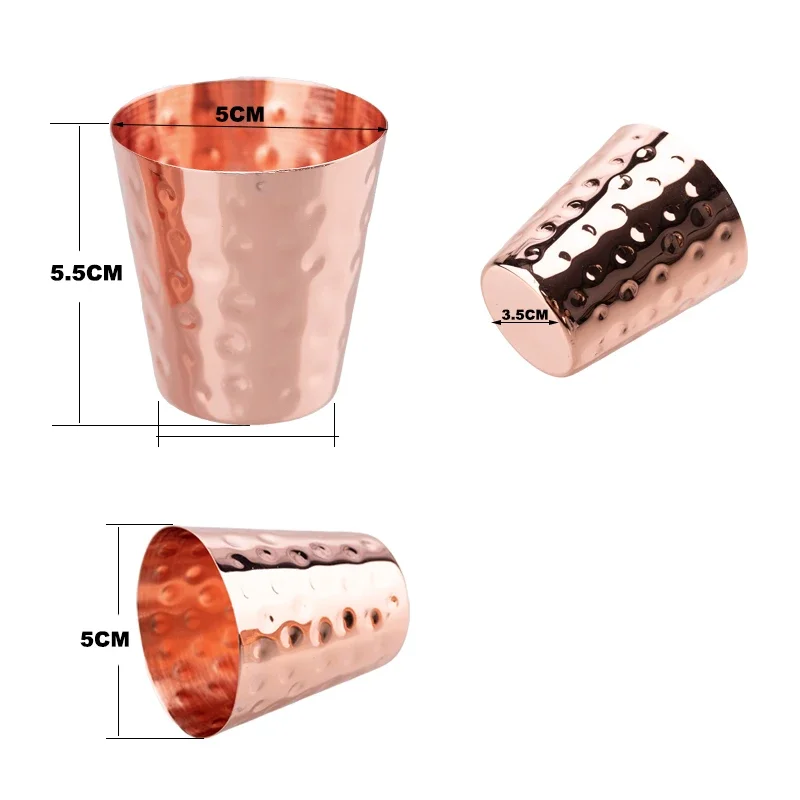 6cs 8Pcs New 100% Copper Cups Pure Solid  Moscow Mule PURE Copper Mugs-Shaped 2oz Cocktail Cups Beer Milk Mug Drinkware - view 6