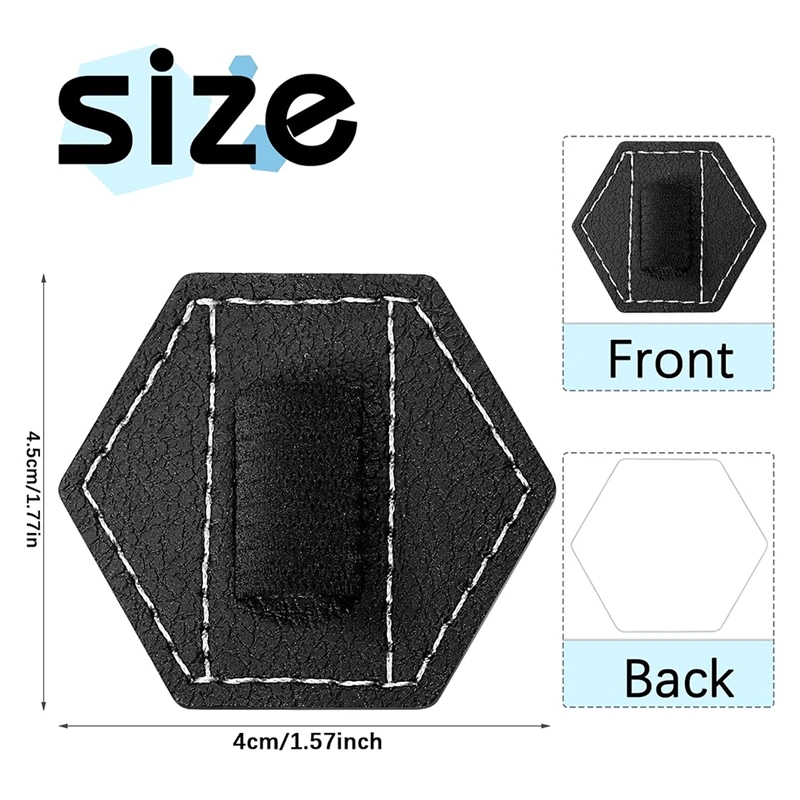วารสารแบบมีกาวในตัว10ชิ้นที่จับปากกาหนัง PU มีกาวในตัวประมาณ4.5X4cm สำหรับสมุดโน๊ตที่จับปากกาวารสารรูปหกเหลี่ยม