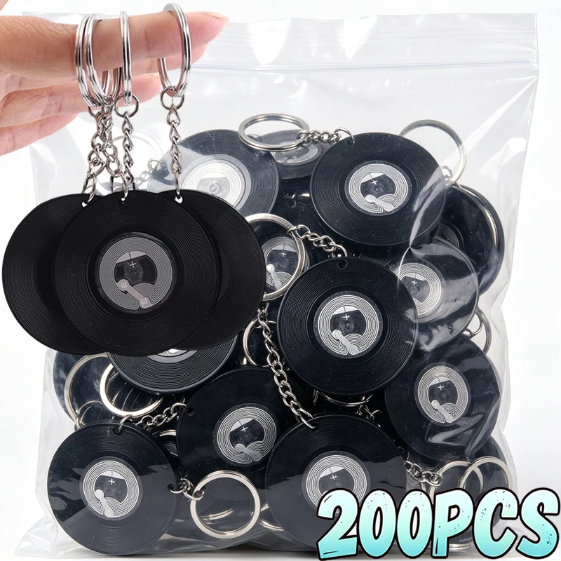 Creative DIY Vinyl Record Acrylic Keychain Customizable Music Themed Bag Charm Clear Hanging Pendant Ornament for Bag Key Ring