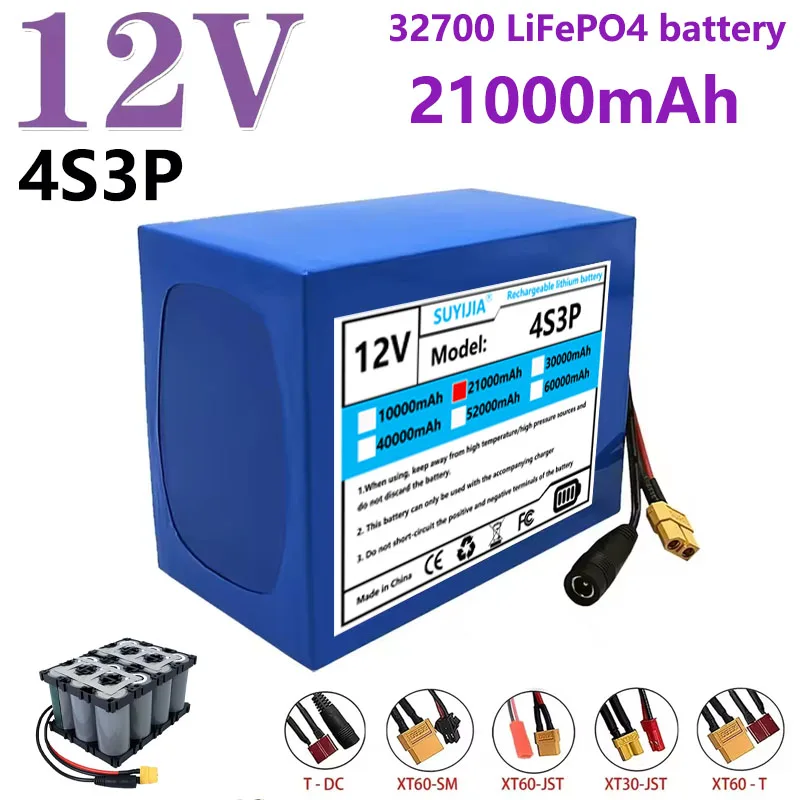 32700 Lifepo4 Battery 12V Battery 21000mAh  Balanced BMS 40A Built-in MAh 4S3P for Electric Boat and Uninterrupted Power Supply
