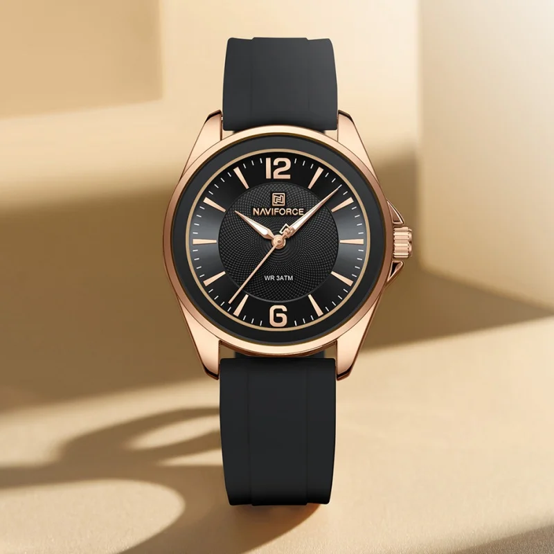 NAVIFORCE Fashion Simple Ladies' Watches Casual Ladies' Watch Woman Quartz Watch Silicone Strap Luminous Pointer 3ATM Waterproof