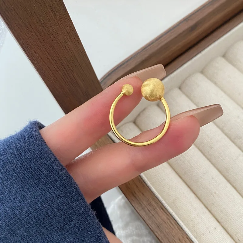 

CHOZON S925 Solid Silver Brushed Sphere Ring French Geometric Wholesale Stacking Jewelry for Women