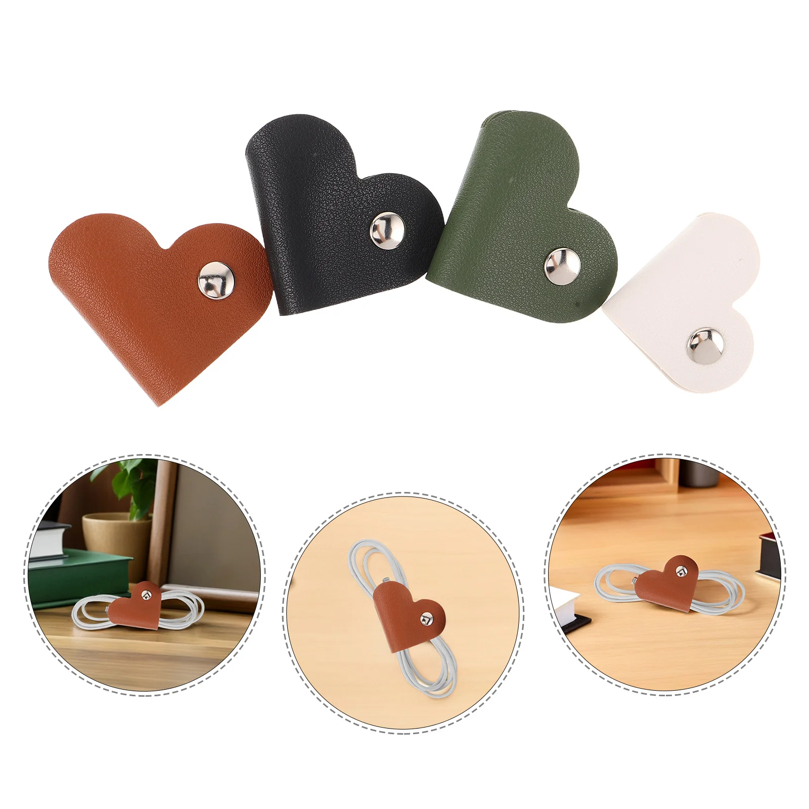 4pcs Heart Shaped Cable Organizer Reusable Cord Holder For Travel Charging Cord Organizer Earphone Headphone Usb Data Cables