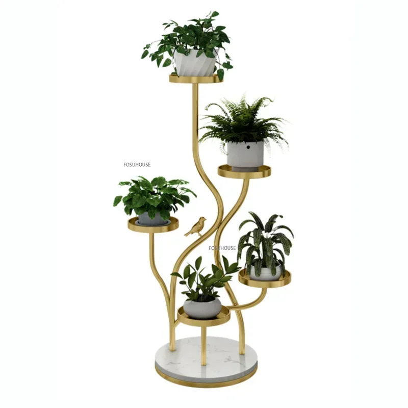 Indoor High-end Flower Pot Stand Living Room Floor-standing Iron Plant Stand Home Balcony Pothos Plant Multi-layer Plant Shelves