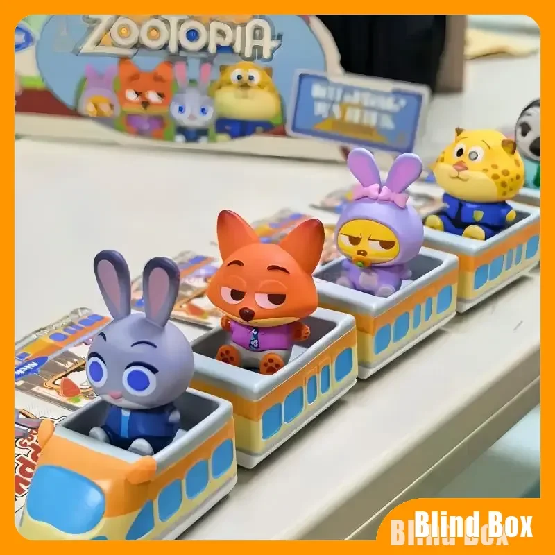

Genuine Zootopia Happy Train Series Blind Box Anime Action Figure Judy Nick Gary Mystery Toy Doll Desktop Model Collection Gifts
