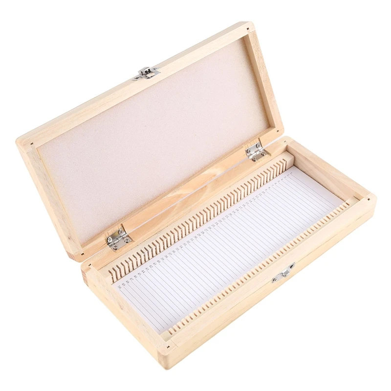 Wooden Slide Storage Box, Holds 50 Slides, Microscope Slide Box Durable Easy Install Easy To Use