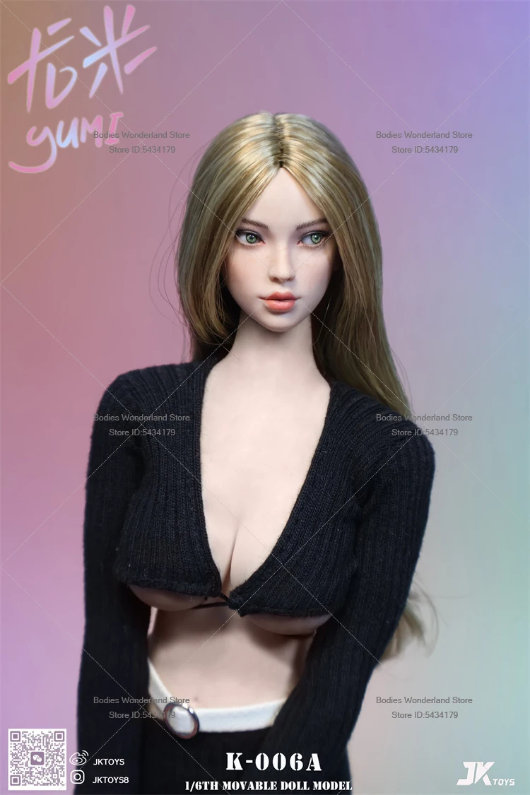 JKTOYS K-006 Масштаб 1/6 Красота Ю Ми Голова Резьба Подвижные Глаза Смешанная Гоночная Женская Голова Солдата для 12-дюймовой Фигурки Куклы Тело