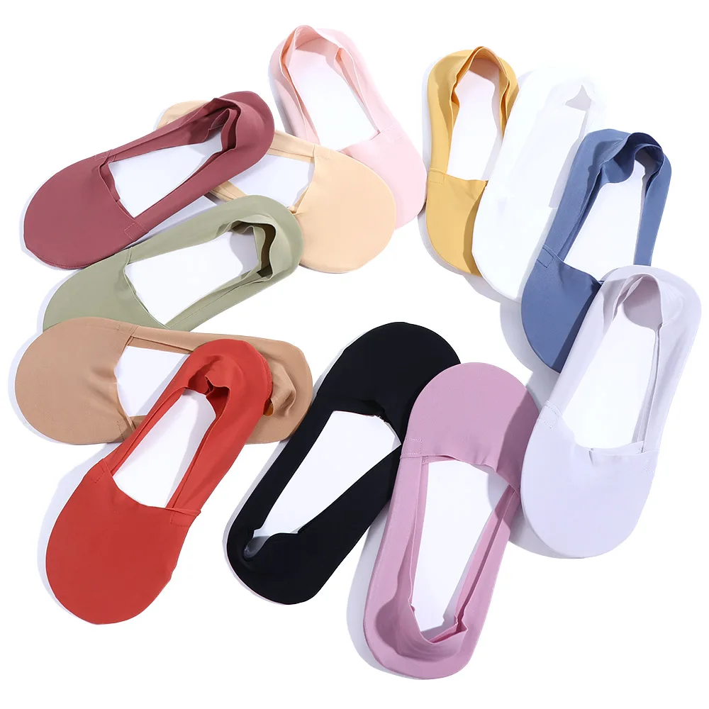 Ladies Summer Thin Sock Slippers Silicone Antiskid Ice Silk Socks Seamless Invisible Women Boat Socks