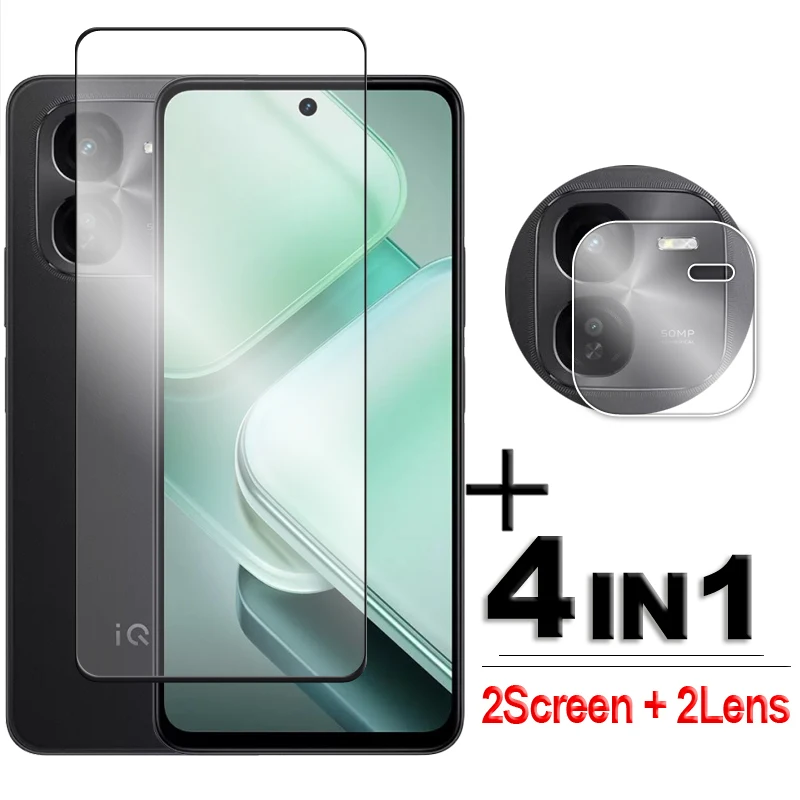 

4in1 For iQOO Z9x Glass For Vivo iQOO Z9x Tempered Glass 6.72 inch 2.5D Full Cover Glue Screen Protector For iQOO Z9x Lens Film