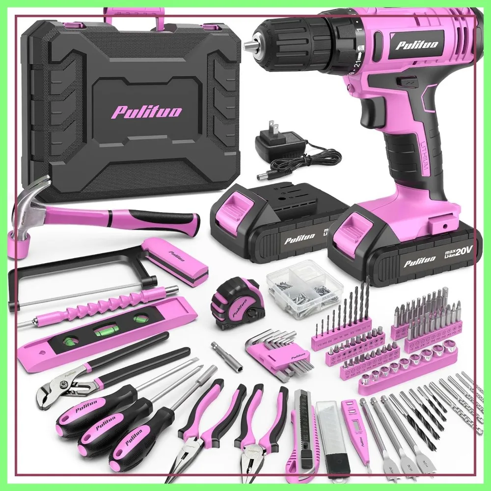 

20V Cordless Drill Set 199-Piece, 30Nm Torque, 21+1 Torque Settings, 2-Speed, Keyless Chuck, LED Light, Home DIY & Garage