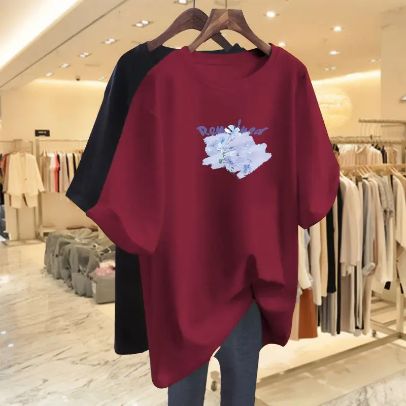 

Summer Vintage Loose Casual Pullovers, Cartoon Printed 100% Cotton O-neck T-shirt, Women Clothing Basic Short Sleeve Top Tee