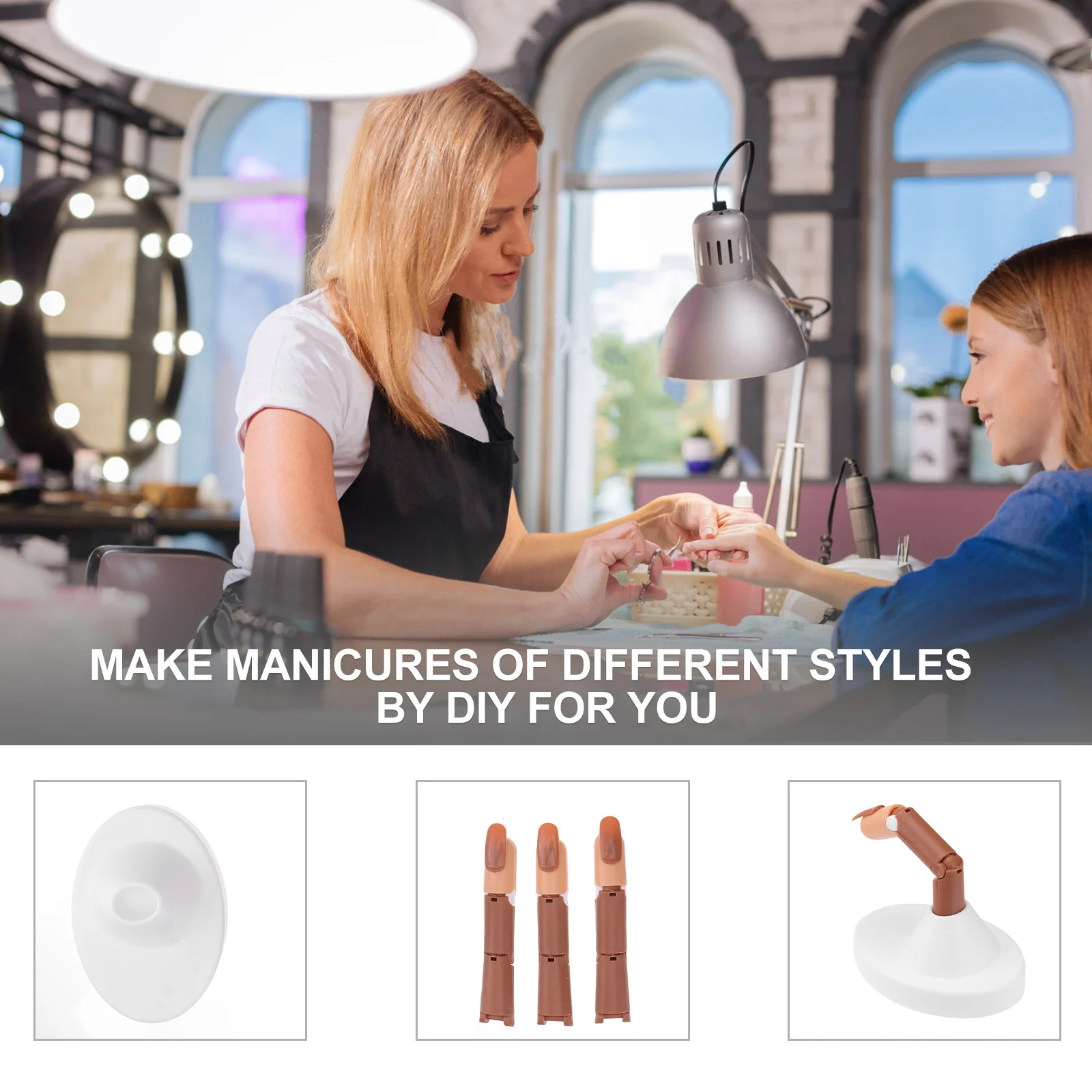 

1Set Premium Reusable Nail Art Fake Hand Training Practice For Manicure Design Salon Supply Lightweight Simulation Detachable