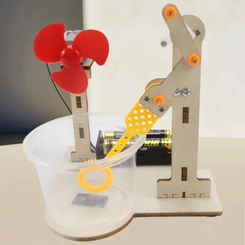 Fabricante de bolhas de manivela, brinquedo de montagem de madeira para crianças, experimento científico diy, soprador de bolhas, brinquedo para crianças