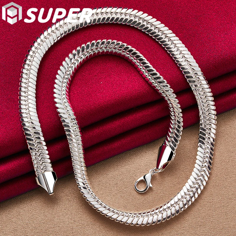 

925 Sterling Silver 10mm Flat Snake Chain Necklace For Man Woman Wedding Engagement Charm Fashion Jewelry