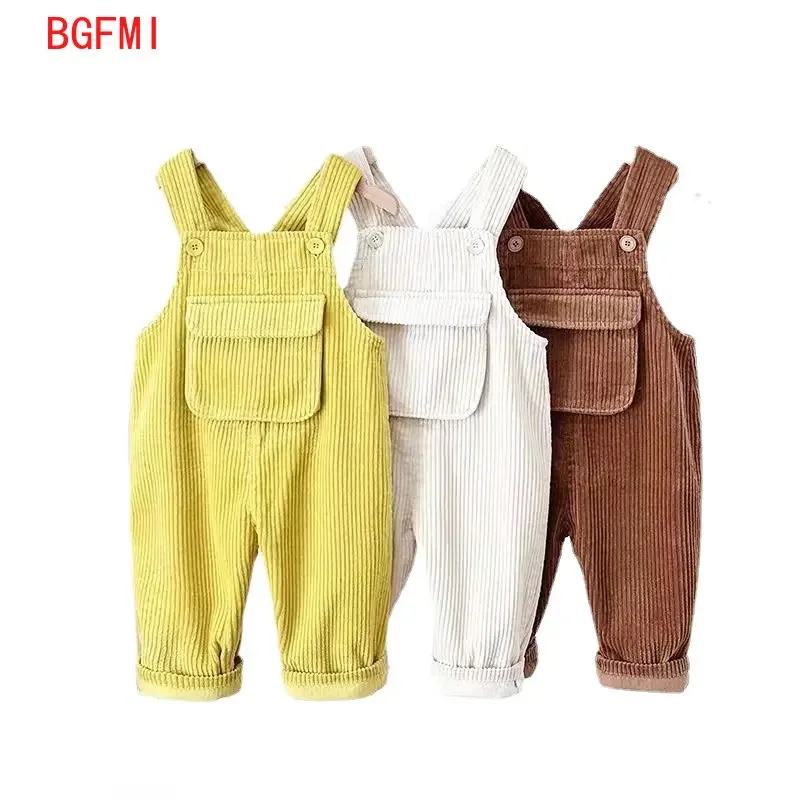 

2024 Spring Baby Boy Overalls Child Bib Pants Infant Jumpsuit Children's Clothing Kids Corduroy Suspenders Autumn Girls Outfits