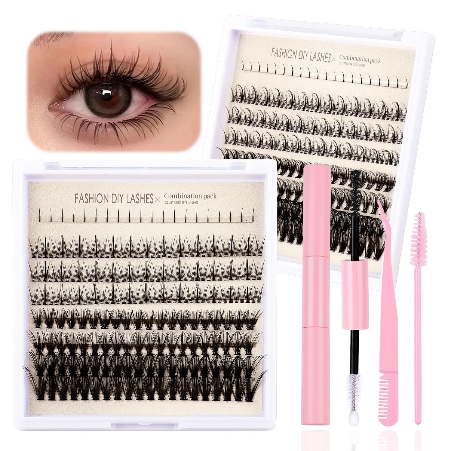 

Cluster Lashes 220Pcs DIY Segmented Eyelashes Extensions Soft Light Thick Natural Curling Grafted Lashes Individual Eyelashes