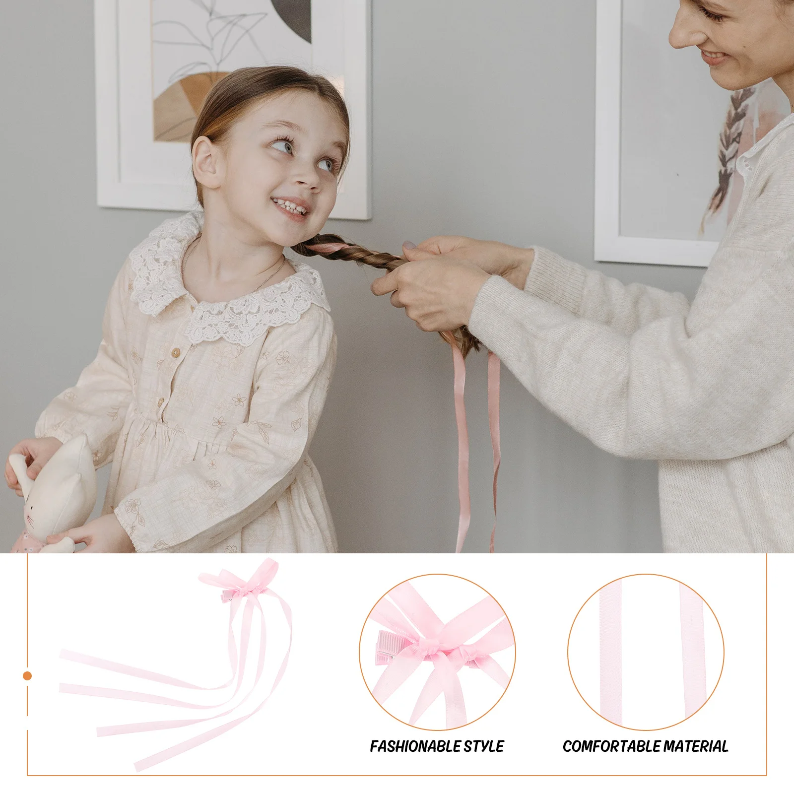 

2Pcs Hair Ribbons for Women Stylish Bow Clips Soft Comfortable Hair Accessories Delicate Bows for Daily Party Occasions