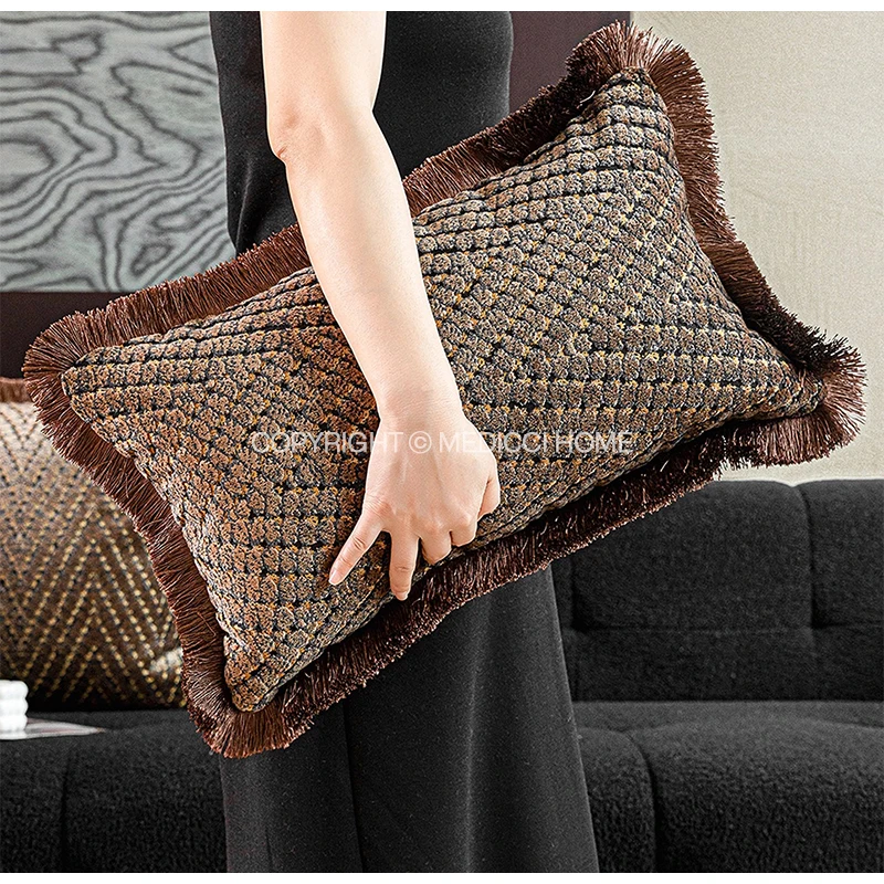 Medicci Home Vintage Italian Style Luxury Pillow Case Brown Gold Geometric Scatter Cushion Cover For Living Room Sofa Chair Bed view 4