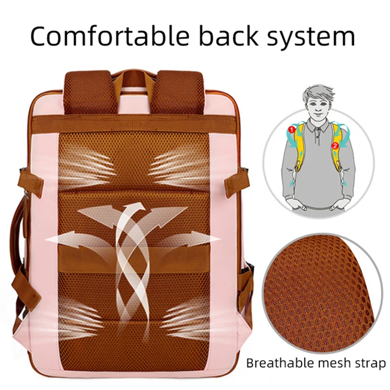 Women Backpack Business Computer Rucksack Waterproof Knapsack with USB Charging and Scalable Outdoor Large Capacity Travel Bag