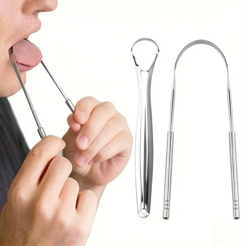 Stainless Steel Tongue Scraper, Portable Tongue Scraper, Oral Care Halitosis Cleaner, Suitable for Home And Clinic Use