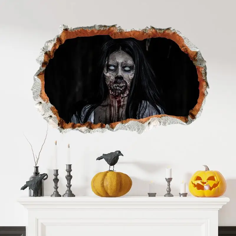 Halloween Zombie Decal Wall Zombie Decals Window Halloween Stickers Indoor Wall Art Automotive Exterior Breaking Through Wall