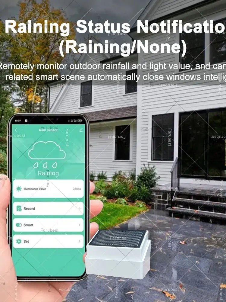 Czujnik deszczu Zigbee z detektorem światła, zdalne sterowanie przez aplikację Smart Life, czujnik deszczu 2w1 dla Tuya lub Home Assistant Zigbee2mqtt — zdjęcie produktu 7