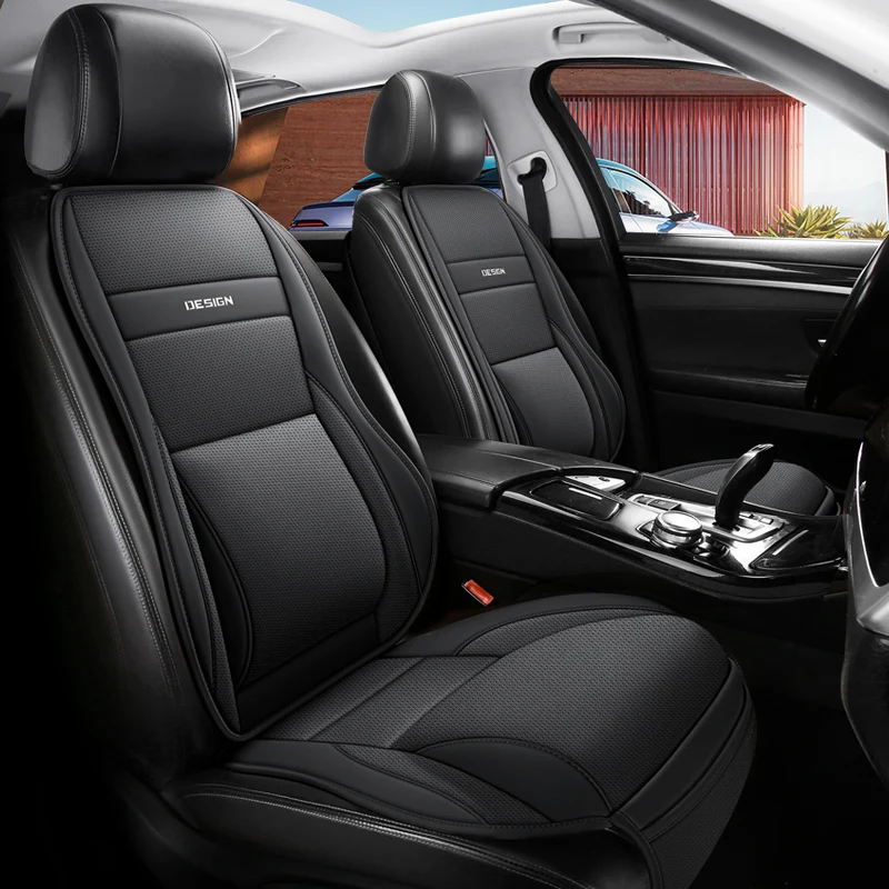 وسادة مقعد سيارة من جلد البولي يوريثان قابلة للتنفس مع دعم قطني وجيب تخزين مسند الفخذ قابل للتمديد لمعظم السيارات سهلة التركيب #2
