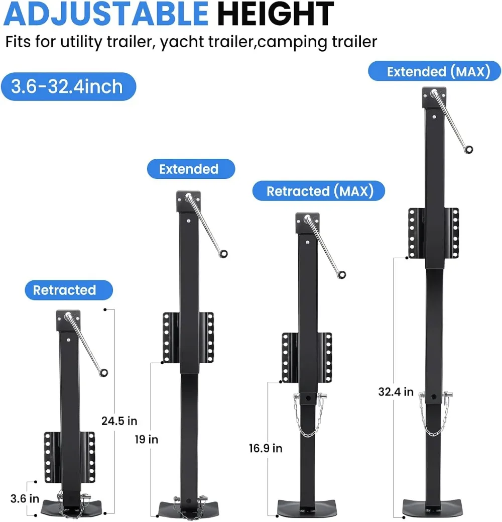 مقبس مقطورة عالي التحمل بوزن 8000 رطل، رافعة 28.8 بوصة، مثقاب لاسلكي متوافق مع مقطورات أدوات القارب RV #3