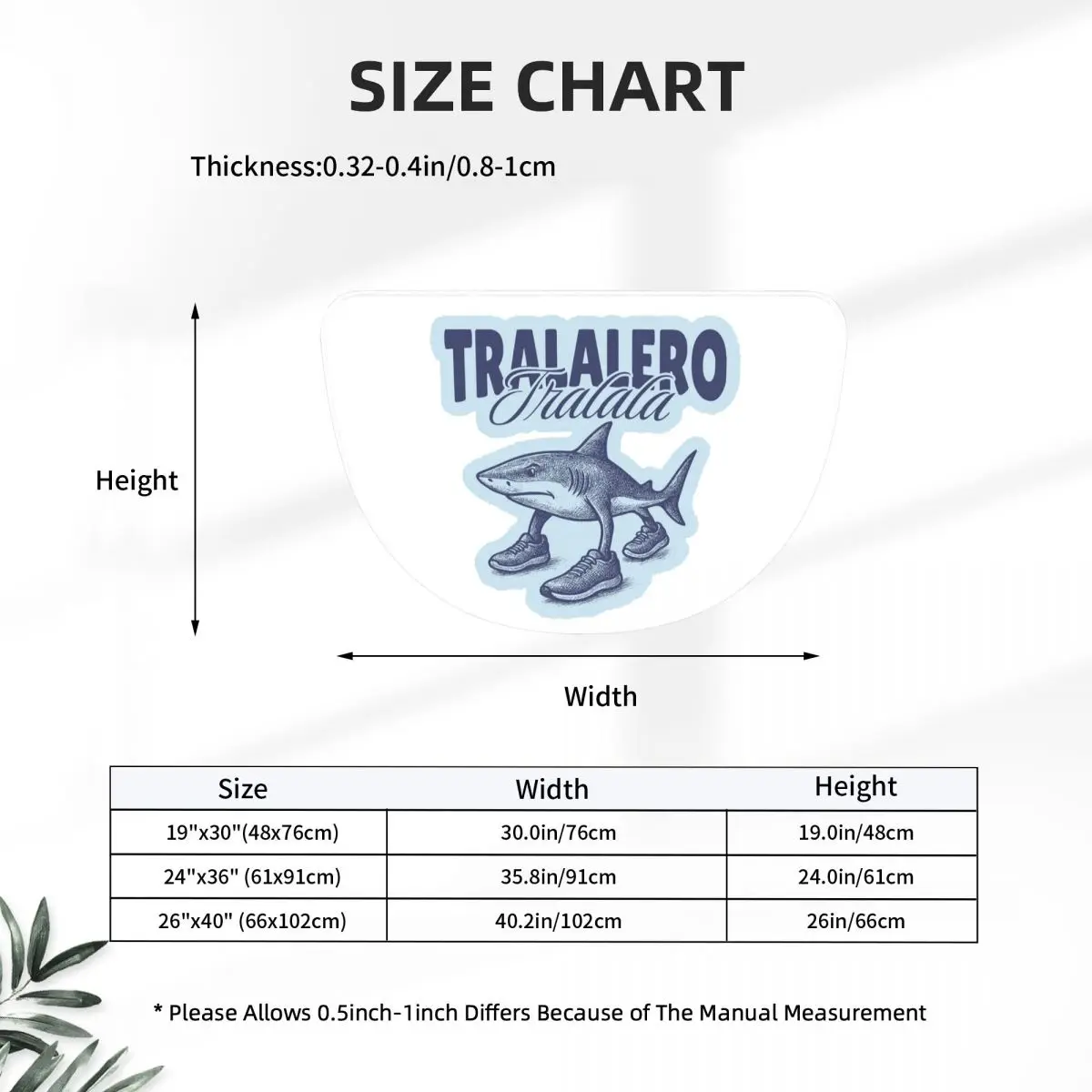 Tralalero Tralala Shark Italian Brainrot Soft Flannel Half Round Doormat Non Slip Bathroom Mat Absorbent Floor Carpet for Garage
