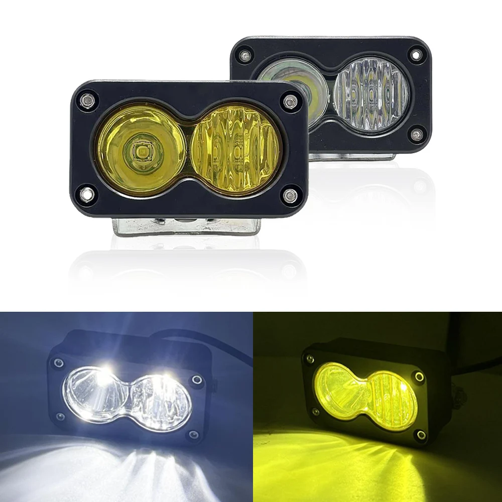 Foco para Auto, Lámpara de Techo para Portaequipajes Todoterreno, Luz LED Blanca y Amarilla de 3 Pulgadas, Luz de Trabajo para Conducción, para Camioneta, Motocicleta, Camión