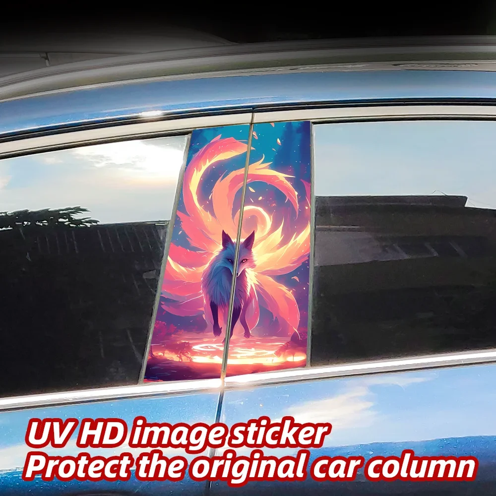 

Beautiful Fox Car Stickers Auto B Pillar Waterproof Center Column Decor Cover Scratches Car Doors Pillar Decals Accessories