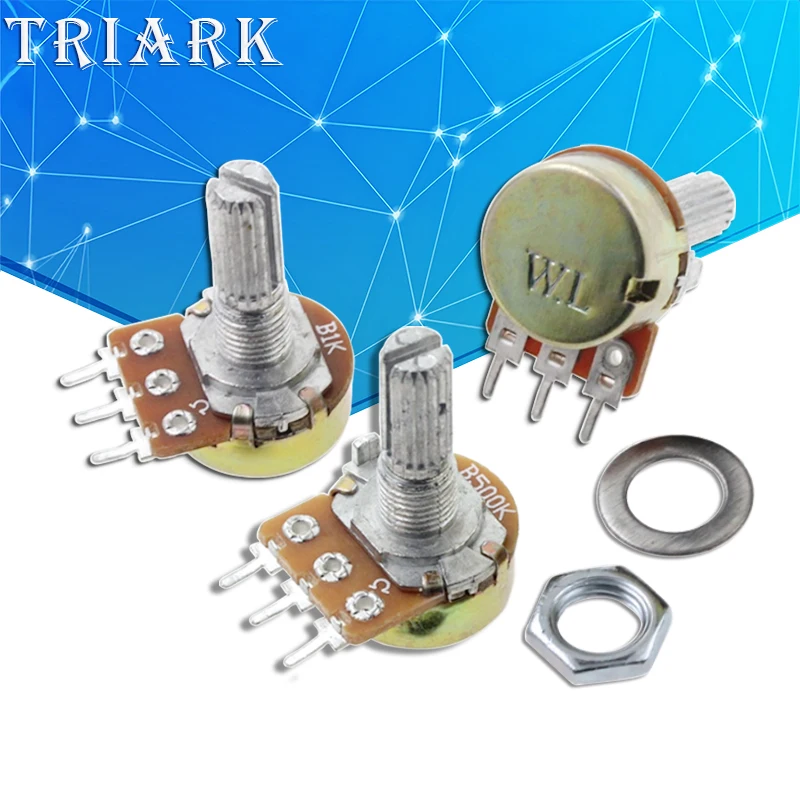 5PCS WH148 15mm 3pin Linear Potentiometer 1K 2K 5K 10K 20K 50K 100K 250K 500K 1M Potentiometers Kit With Nuts And Washers