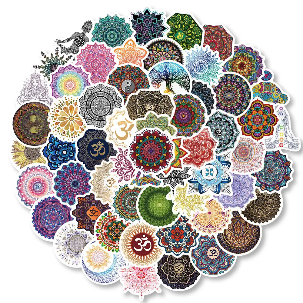 ​60pcs Mandala Flower Yoga Stickers Waterproof Decals for Yoga Mats & Water Bottles​ AnimeWorlds Store