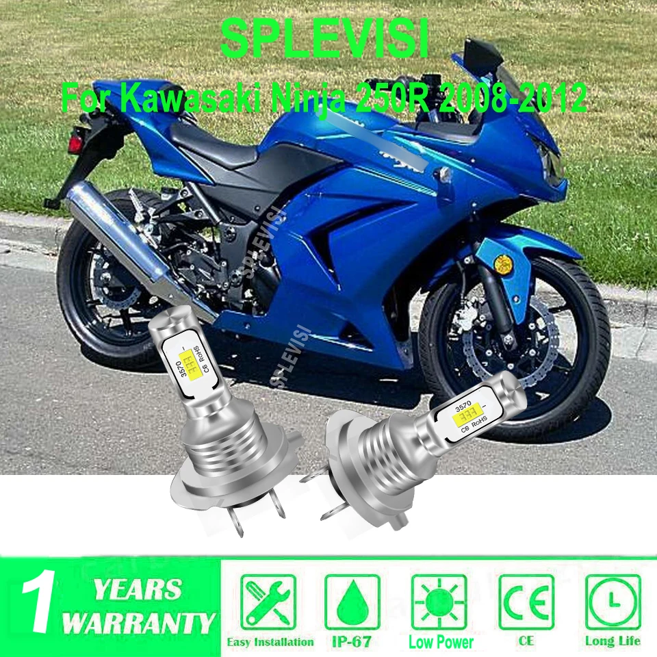 

H7 Motorcycle Front LED White Headlights Bulb - high quality & new arrival For Kawasaki Ninja 250R 2008 2009 2010 2011 2012