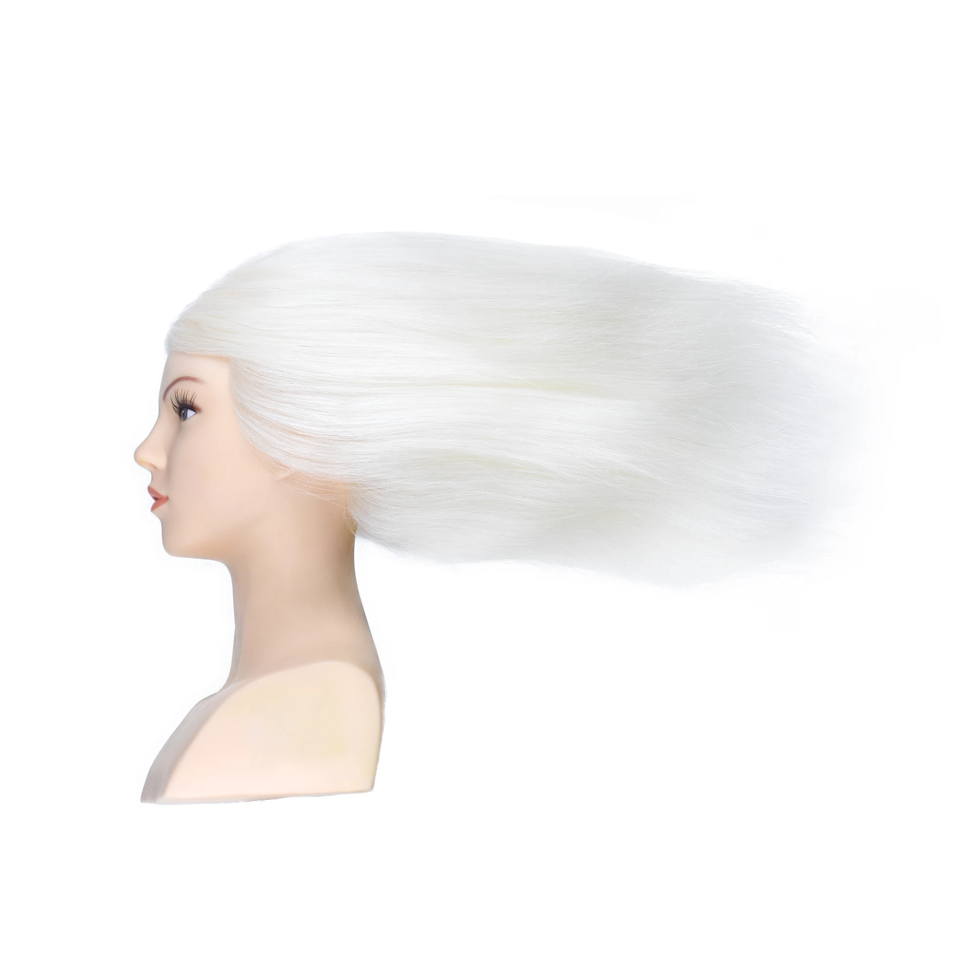 Mannequin-Head 40CM 16'' 100% White Goat Hair Competition Head Hairdressing Mannequin Doll Head for Hairdressers