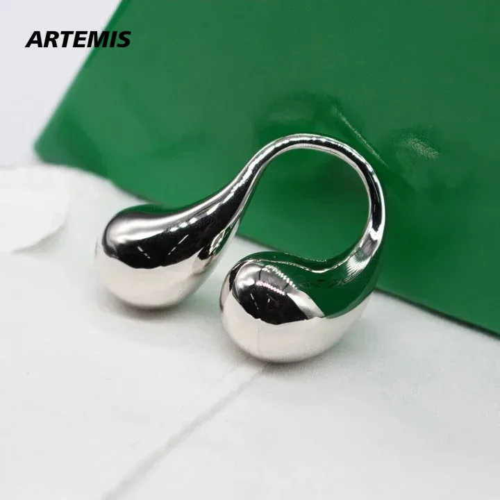 Europe New Famous Designer Brand Gold Silver Water Droplet Smooth Ring Woman Luxury Jewelry Trend 2024