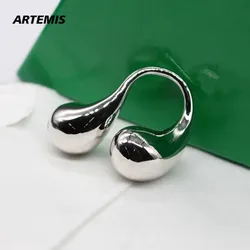 Europe New Famous Designer Brand Gold Silver Water Droplet Smooth Ring Woman Luxury Jewelry Trend 2024