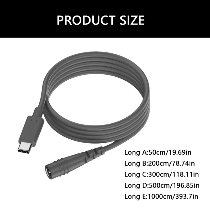50 سنتيمتر 200 سنتيمتر 300 سنتيمتر 10 متر نوع-c ذكر إلى 5.5*2.1 مللي متر أنثى تمديد كابلات تيار مستمر موصل الطاقة 5.5x2.1 محول USB نوع C محول