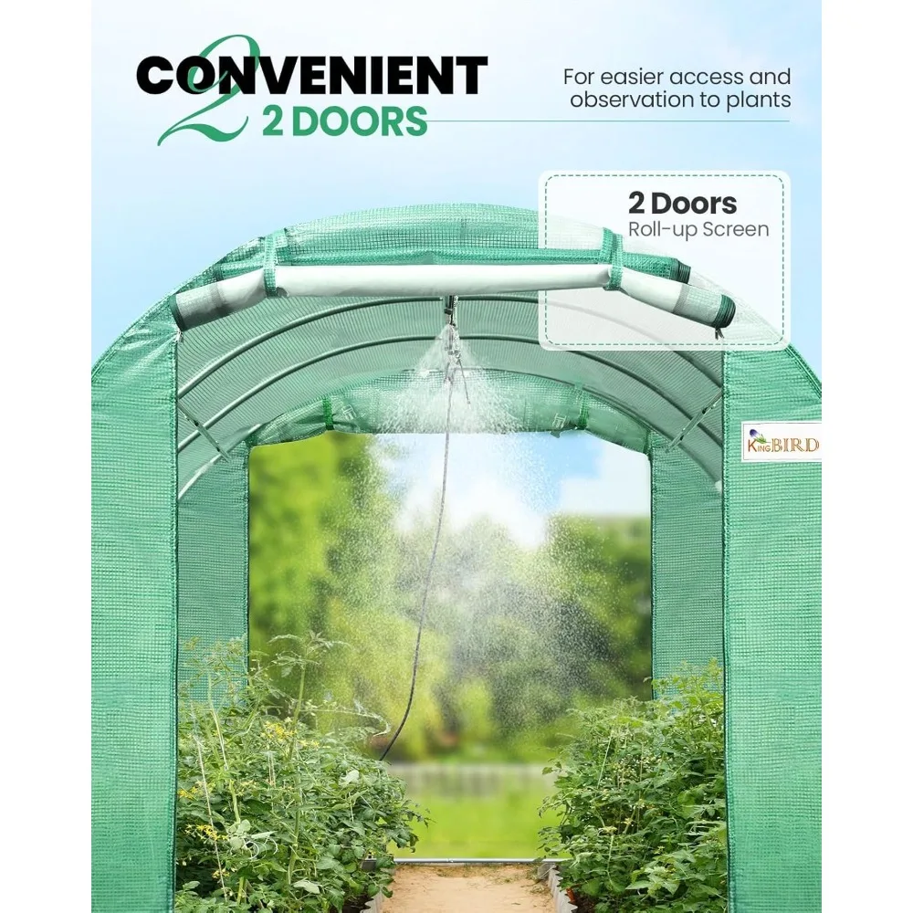 

Premium 10x6.6x6.6FT Greenhouse for Outdoors, Large Walk-in Heavy Duty Galvanized Steel Frame, Mesh Door Screen Window