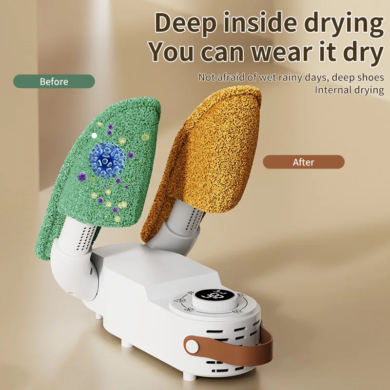 Portable Electric Shoe Dryer Foldable Boot Drying Machine with Intelligent Timer Adjustable Household Shoe Warmer Heater