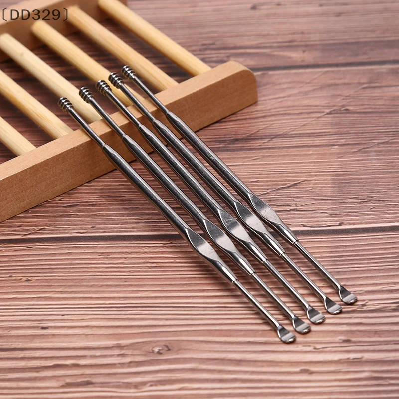 1 قطعة منظف الأذن المحمول برأس مزدوج ملعقة أذن حلزونية أدوات تنظيف الأذن #4