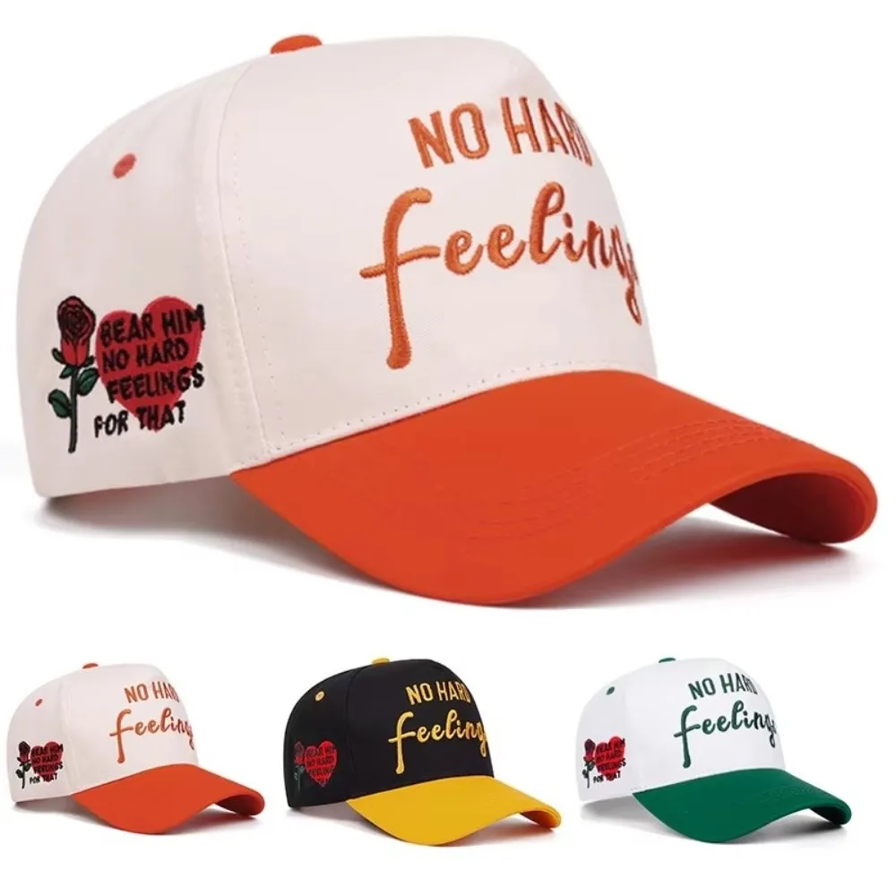 Stylish NO HARD Letter Baseball Caps Adjustable Rose Embroidery Hip-Hop Hats Breathable Casual Caps Unisex