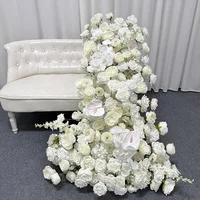White Series 5D Rose Peony Hydrangea Wedding Arch Hang Floral Row Arrangement Table Centerpieces Runner Flower Row Event Supplie 3